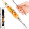 Katech 5.0mm Crochet Hook for Arthritic Hands, Hand-Polished Stainless Steel Ergonomic Crochet Hooks with Customized Sparkle Dried Floral Grip, Soft Tapered Hook-Crochet Gift for Beginner & Crocheter(6.0mm)