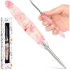 Katech 5.0mm Crochet Hook for Arthritic Hands, Hand-Polished Stainless Steel Ergonomic Crochet Hooks with Customized Sparkle Dried Floral Grip, Soft Tapered Hook-Crochet Gift for Beginner & Crocheter(4.5mm)