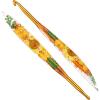 Katech 5mm Crochet Hooks with Floral Pattern-Elegant &Unique Crochet Needles-Longer Smooth Glide Crocheting Hook for Arthritic Hands, Beginners & Professional Ideal Crochet Gift(H)(6.0mm)