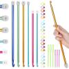 Katech 8PCS Tunisian Crochet Hooks Set, 13.78 Inch Large Crochet Hooks 6.5mm-11mm Aluminum Crochet Needles, Extra Long Crochet Needles for Beginner Learn to Crochet Blanket Shawls Gift