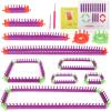 Katech Adjustable Knitting Looms Set -Customized Sizes for Your Project-Afghan Loom-Blanket Loom-Sock Scarf Loom-Hat Loom for Crocheting-Crochet Loom with Loom Knitting Book Hook Needle (All-in-one)