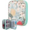 Katech Crochet Hooks Case – Portable Travel Storage Bag with Zipper, Web Pocket, and Holder Slots for Various Crochet Needles (Blue)(Light Blue)