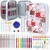 Katech Crochet Hooks Kit with Case, 85-Piece Crochet Hooks Set, Ergonomic Crochet Hook Crochet Needles Weave Yarn Kits DIY Hand Knitting Art Tools for Beginners and Experienced Lovers(Cats Pattern)