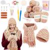 Katech Crochet Kit for Beginner-Crochet Kit for Adults – Complete Set Learn to Crochet Hat, Scarf, Knitting Starter Kit with Step-by-Step Instructions 6 Crocheting Yarn (Blue)(macaron)