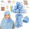 Katech Crochet Kit for Beginner-Crochet Kit for Adults – Complete Set Learn to Crochet Hat, Scarf, Knitting Starter Kit with Step-by-Step Instructions 6 Crocheting Yarn (Blue)(blue)