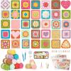 Katech Crochet Kit for Beginners, 50 Granny Squares Crochet Kits for Adults Beginner Learn to Crochets w/Step-by-Step Video Tuturials, Knitting Kit w/1378yds Yarn Granny Square Card Deck- 80% Cotton(Brown-orange gradient)