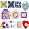 Katech Crochet Kit for Beginners Adults – Coin Purse Crochet Kit with Step-by-Step Instructions, Premium Yarn, Hook & Supplies – Learn-to-Crochet Small Bag, Wallet or Creative Gift(granny square flower)