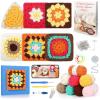 Katech Crochet Kit for Beginners Adults & Kids-Learn to Crochet Granny Square Kit with Step-by-Step Video-Enough Yarn for Crocheting-Crochet Blocking Mat and All Accessories You Need(Grp-A)