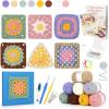 Katech Crochet Kit for Beginners Adults & Kids-Learn to Crochet Granny Square Kit with Step-by-Step Video-Enough Yarn for Crocheting-Crochet Blocking Mat and All Accessories You Need(Grp-C)