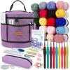 Katech Crochet Kit for Beginners, Beginner Crochet Kit for Adults-Crochet Kits Includes Crochet Hooks Knitting Bag Crochet Yarn for Crocheting Instruction Knitting Kit Crochet Supplies Gift(purple)