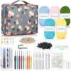 Katech Crochet Kit for Beginners, Beginner Crochet Kit for Adults-Crochet Kits Includes Crochet Hooks Knitting Bag Crochet Yarn for Crocheting Instruction Knitting Kit Crochet Supplies Gift(Little Blue Flower)