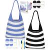 image:imageKatech Crochet Kit for Beginners Striped Tote Bag Crochets Set Includes Yarn Crochet Hooks Complete Crochets StepbyStep Guide Needles Accessories Adults Crocheted Starter Kit Crocheter GiftBlack and Bule