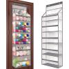 Katech Hanging Yarn Storage Organizer, Large Capacity Knitting Organizer Storage with 5 Transparent Compartments 3 Pocket for Yarns Enthusiasts, Over The Door Storage Bag for Crochet Hooks Yarn Balls