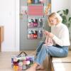 Katech Hanging Yarn Storage Organizer, Over The Door Storage w/Large Capacity Knitting Bag, Yarn Organizers with 6 Zipper Closure Compartments & Detachable Crochet Bag for Yarns Enthusiasts(5.5 tiers gray)