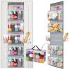 Katech Hanging Yarn Storage Organizer, Over The Door Storage w/Large Capacity Knitting Bag, Yarn Organizers with 6 Zipper Closure Compartments & Detachable Crochet Bag for Yarns Enthusiasts(6 tiers)