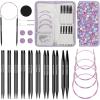 Katech Interchangeable Knitting Needles Set- 9 Pairs Circular Knitting Needles Size 2.5, 4, 5, 6, 7, 8, 9, 10,11, Round Knittings Needle with Cable and Case Accessories for Sweater Sock, Blanket(4.53IN)