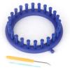 Katech Round Knitting Looms Set 14 cm Diameter Blue Plastic Weaving Looms Scarf Hats Making Tools DIY Crocheting Handmade Craft Kit with a Crochet Hook and Needle for Knitting Lovers (Blue)(Blue (14 cm / 5.5 inch))