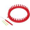Katech Round Knitting Looms Set 14 cm Diameter Blue Plastic Weaving Looms Scarf Hats Making Tools DIY Crocheting Handmade Craft Kit with a Crochet Hook and Needle for Knitting Lovers (Blue)(Red (19 cm / 7.5 inch))