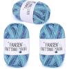 Katech Sparkle Ombre Yarn for Crocheting-3 Pack of 100g/3.53oz-#4 Medium-Glitter Rainbow Yarn for Crocheting, Durable Gradient Hollow Crochet Yarns for Bag, Carpet, Cushion, Doll, Dishcloth(Blue)(Blue Ombre)