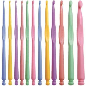 Katech 12 pcs Crochet Hooks Different Sizes (2.0-10.0 mm) Ergonomic Plastic Handle Crochet Knitting Needles Set DIY Craft Yarn Weaving Tools for Crochet Enthusiasts to Make Socks, Hat, Scarf, Bag, Cap(pink)