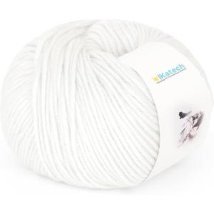 Katech 20 Skeins Cotton Yarn for Crocheting-55% Cotton 45% Acrylic-4 Medium (Worsted)-Super Soft Milk Cotton Yarn-Great Crochet and Knitting Starter Kit for Colorful Craft(Pure white)