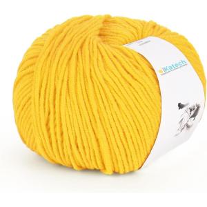 Katech 20 Skeins Cotton Yarn for Crocheting-55% Cotton 45% Acrylic-4 Medium (Worsted)-Super Soft Milk Cotton Yarn-Great Crochet and Knitting Starter Kit for Colorful Craft(Yellow)
