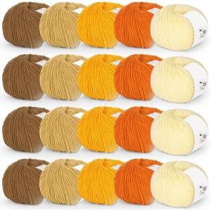Katech 20 Skeins Cotton Yarn for Crocheting-55% Cotton 45% Acrylic-4 Medium (Worsted)-Super Soft Milk Cotton Yarn-Great Crochet and Knitting Starter Kit for Colorful Craft(Color E)