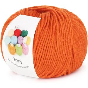 Katech 20 Skeins Cotton Yarn for Crocheting-55% Cotton 45% Acrylic-4 Medium (Worsted)-Super Soft Milk Cotton Yarn-Great Crochet and Knitting Starter Kit for Colorful Craft(Orange)