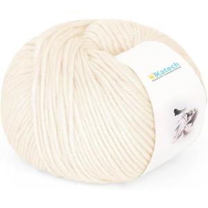 Katech 20 Skeins Cotton Yarn for Crocheting-55% Cotton 45% Acrylic-4 Medium (Worsted)-Super Soft Milk Cotton Yarn-Great Crochet and Knitting Starter Kit for Colorful Craft(Beige)