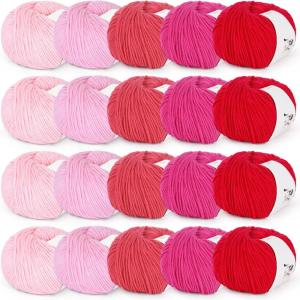 Katech 20 Skeins Cotton Yarn for Crocheting-55% Cotton 45% Acrylic-4 Medium (Worsted)-Super Soft Milk Cotton Yarn-Great Crochet and Knitting Starter Kit for Colorful Craft(Color C)