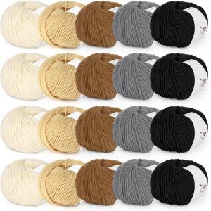 Katech 20 Skeins Cotton Yarn for Crocheting-55% Cotton 45% Acrylic-4 Medium (Worsted)-Super Soft Milk Cotton Yarn-Great Crochet and Knitting Starter Kit for Colorful Craft(Color D)