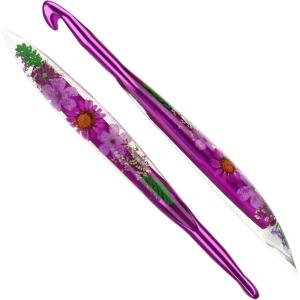 Katech 5mm Crochet Hooks with Floral Pattern-Elegant &Unique Crochet Needles-Longer Smooth Glide Crocheting Hook for Arthritic Hands, Beginners & Professional Ideal Crochet Gift(H)(10.0mm)