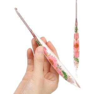 Katech 5mm Crochet Hooks with Floral Pattern-Elegant &Unique Crochet Needles-Longer Smooth Glide Crocheting Hook for Arthritic Hands, Beginners & Professional Ideal Crochet Gift(H)(3.5mm)