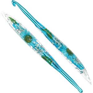 Katech 5mm Crochet Hooks with Floral Pattern-Elegant &Unique Crochet Needles-Longer Smooth Glide Crocheting Hook for Arthritic Hands, Beginners & Professional Ideal Crochet Gift(H)(7.0mm)