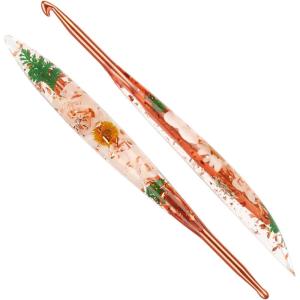 Katech 5mm Crochet Hooks with Floral Pattern-Elegant &Unique Crochet Needles-Longer Smooth Glide Crocheting Hook for Arthritic Hands, Beginners & Professional Ideal Crochet Gift(H)(5.5mm)