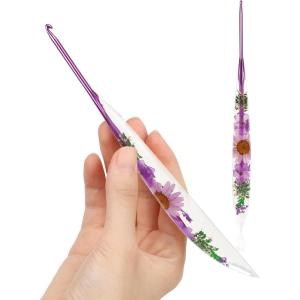 Katech 5mm Crochet Hooks with Floral Pattern-Elegant &Unique Crochet Needles-Longer Smooth Glide Crocheting Hook for Arthritic Hands, Beginners & Professional Ideal Crochet Gift(H)(3.0mm)