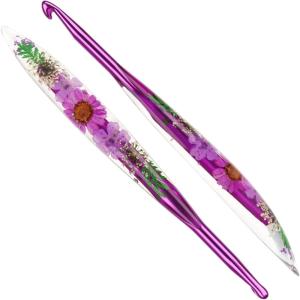 Katech 5mm Crochet Hooks with Floral Pattern-Elegant &Unique Crochet Needles-Longer Smooth Glide Crocheting Hook for Arthritic Hands, Beginners & Professional Ideal Crochet Gift(H)(6.5mm)
