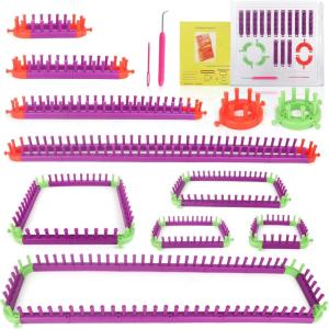 Katech Adjustable Knitting Looms Set -Customized Sizes for Your Project-Afghan Loom-Blanket Loom-Sock Scarf Loom-Hat Loom for Crocheting-Crochet Loom with Loom Knitting Book Hook Needle (All-in-one)