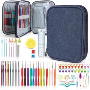 Katech Crochet Kit for Beginners, Beginner Crochet Kit for Adults-Crochet Kits Includes Crochet Hooks Knitting Bag Crochet Yarn for Crocheting Instruction Knitting Kit Crochet Supplies Gift(Upgraded Crochet Set)