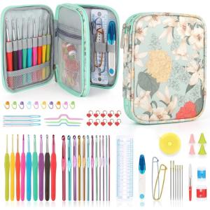 Katech Crochet Kit for Beginners, Beginner Crochet Kit for Adults-Crochet Kits Includes Crochet Hooks Knitting Bag Crochet Yarn for Crocheting Instruction Knitting Kit Crochet Supplies Gift(Green)