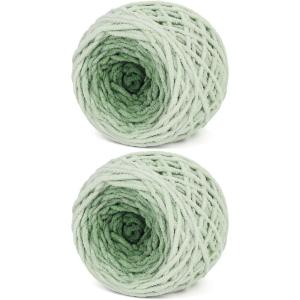 Katech Fluffy Ombre Yarn for Crocheting-2 Pcs of 285g/10.05oz-#6 Super Bulky Velvet Chenille Yarn for Knitting, Soft Fuzzy Gradient Cake Yarns for Baby Blanket, Scarf, Throw Pillow, Doll, hat(Purple)(Cyan Ombre)