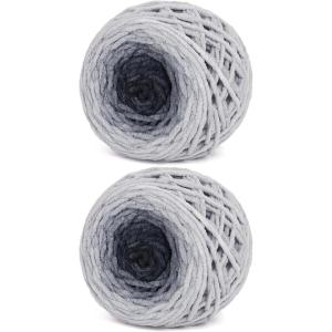 Katech Fluffy Ombre Yarn for Crocheting-2 Pcs of 285g/10.05oz-#6 Super Bulky Velvet Chenille Yarn for Knitting, Soft Fuzzy Gradient Cake Yarns for Baby Blanket, Scarf, Throw Pillow, Doll, hat(Purple)(Black Ombre)