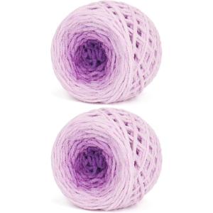 Katech Fluffy Ombre Yarn for Crocheting-2 Pcs of 285g/10.05oz-#6 Super Bulky Velvet Chenille Yarn for Knitting, Soft Fuzzy Gradient Cake Yarns for Baby Blanket, Scarf, Throw Pillow, Doll, hat(Purple)(Purple Ombre)