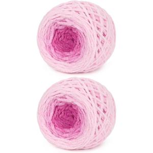 Katech Fluffy Ombre Yarn for Crocheting-2 Pcs of 285g/10.05oz-#6 Super Bulky Velvet Chenille Yarn for Knitting, Soft Fuzzy Gradient Cake Yarns for Baby Blanket, Scarf, Throw Pillow, Doll, hat(Purple)(Pink Ombre)