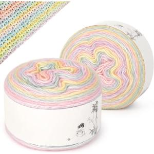 Katech Ombre Yarn for Crocheting Knitting-Gradient Cake Variegated Soft Yarn with Vibrant Colors,Multicolor-Perfect for Blankets, Scarves, Shawls and Garments (Color C)(Color D)