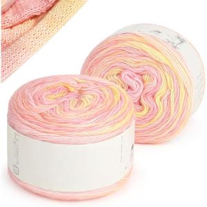 Katech Ombre Yarn for Crocheting Knitting-Gradient Cake Variegated Soft Yarn with Vibrant Colors,Multicolor-Perfect for Blankets, Scarves, Shawls and Garments (Color C)(Color C)