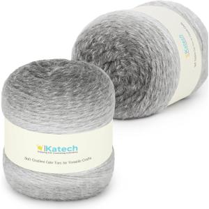 Katech Ombre Yarn for Crocheting-Large Skein of Gradient Yarn Cake-2 Pack of 200g/7.05 oz-80% Acrylic,20% Nylon- #4 Medium-Perfect for Star Blankets, Scarves, Shawls and Garments (A)(Color F)