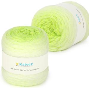 Katech Ombre Yarn for Crocheting-Large Skein of Gradient Yarn Cake-2 Pack of 200g/7.05 oz-80% Acrylic,20% Nylon- #4 Medium-Perfect for Star Blankets, Scarves, Shawls and Garments (A)(Color J)