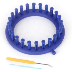 Katech Round Knitting Looms Set 14 cm Diameter Blue Plastic Weaving Looms Scarf Hats Making Tools DIY Crocheting Handmade Craft Kit with a Crochet Hook and Needle for Knitting Lovers (Blue)(Blue (14 cm / 5.5 inch))