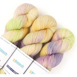 Katech Wool Yarn for Crocheting- 3 Pack 10.58oz/300g Cashmere Yarn- 52% Wool, 10% Cashmere, 38% Polyester, DK Weight Yarns #3-885 Yards Hand Dyed Yarns for Knitting Socks Sweater Shawl-Black Red(gradient F)